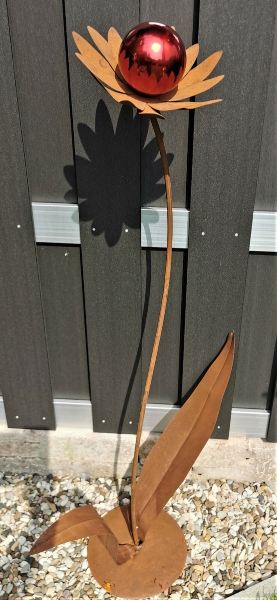 Jürgen Bocker Edelstahl Skulptur Blume Paris - 77cm Gartendeko Poliert