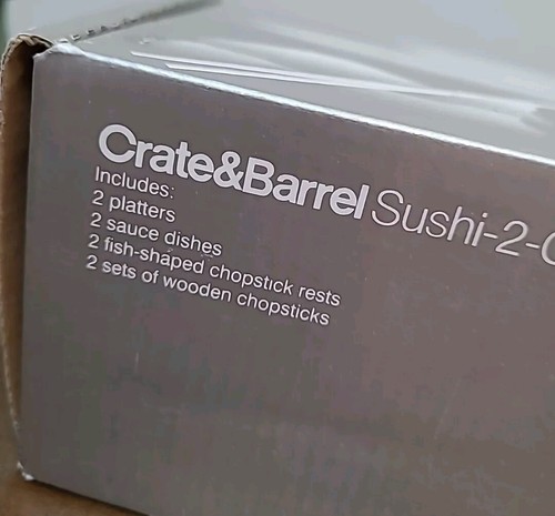 Crate & Barrel Sushi 2 To Go 8 Pc Set Platters Sauce Dishes Chopsticks & Rests - Picture 4 of 14