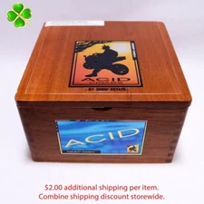 Acid Deep Dish Empty Wood Cigar Box  7" x 7" x 4.5"