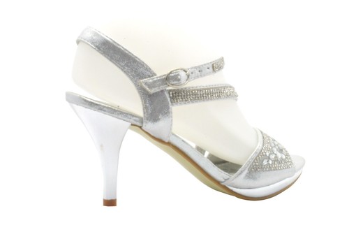 MUJER SEÑORA DIAMANTE TACÓN ALTO ZAPATOS DE GRADUACIÓN BODA NOVIA SANDALIAS DE NOCHE 20-11 - Imagen 5 de 10