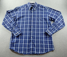 Tommy Hilfiger Mens Dress Shirt Blue Sz L 16 34-35 Plaid Long Sleeve Button Down
