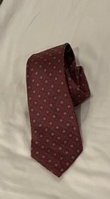 Christian Dior All Silk Dark Red Burgundy Pattern Mens Tie Made In USA WPL 125