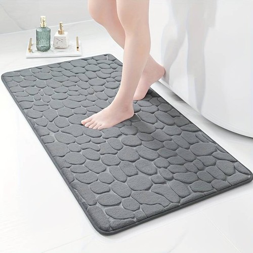 Bath mat pebble pattern memory shape 50x80 cm absorbent and non-slip - Picture 3 of 3