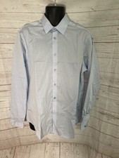 Calvin Klein Slim Fit Light Blue Button Front Shirt Long Sleeve Size 16.5, L