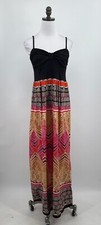 Anthropologie Black Jersey Bodice Multicolor Paisley Bottom Maxi Dress