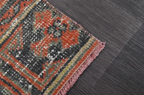 Vintage Türkischer Läufer Teppich 2x11ft Wolle Anatolisch Handarbeit Flur Oushak ROT - Bild 8 von 9