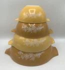 Pyrex Yellow / Orange Butterfly -Set of 4 Cinderella Nesting Bowls-No 441-444