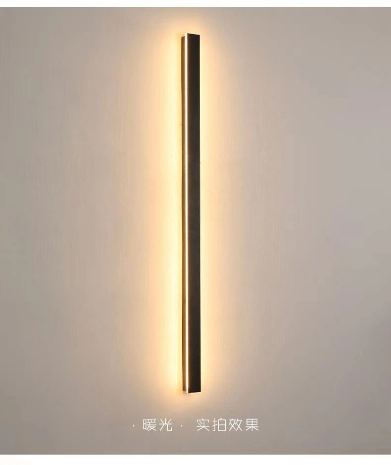 Moderna Lámpara de Pared Exterior Impermeable LED Lámpara de Línea Larga IP65 Aluminio Luz de Pared Foto 3 de 4