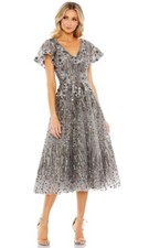 New Mac Duggal 20392 - Embroidered Tea Length Cocktail Dress Size 6