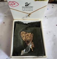 SWAROVSKI Swan Signed Crystal Memories RARE Necklace Cinderella Glass Slipper 