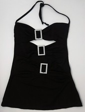 Adjustable Halter Mini Dress, Blk w/Silver Buckle Detail, Used Great Condition