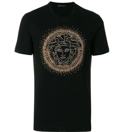 Versace Medusa Crystal Black T-Shirt Size 36