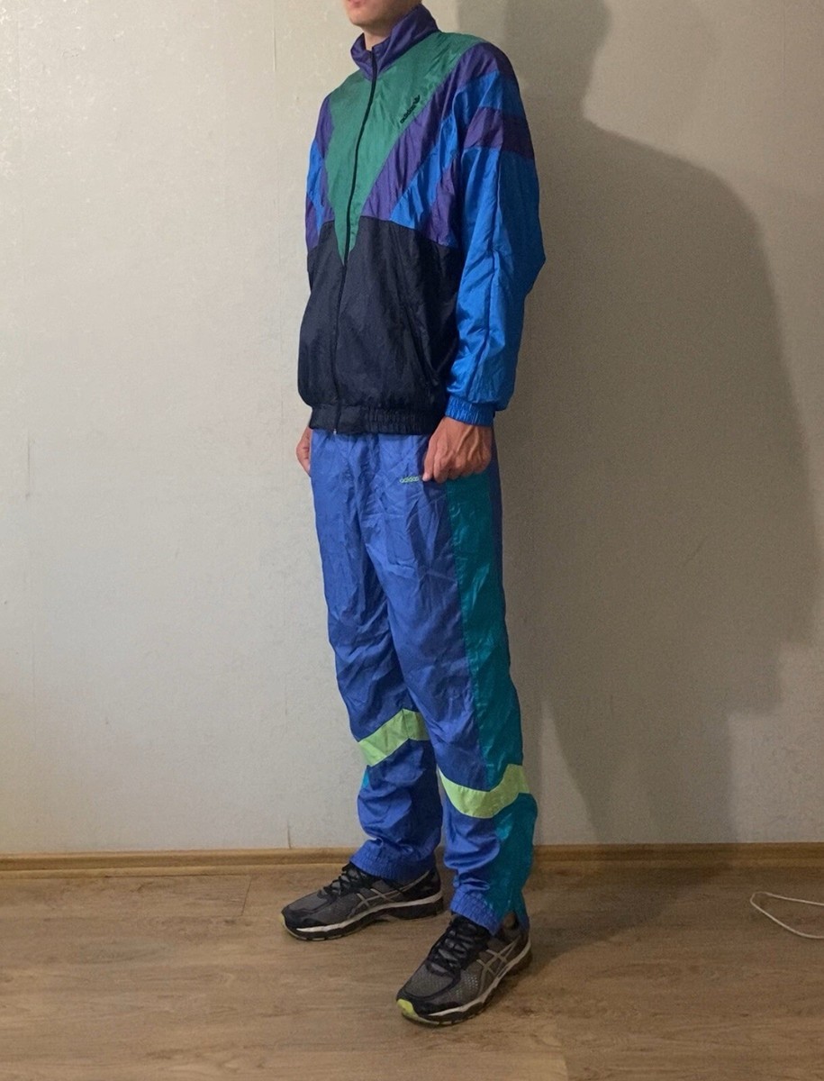 Adidas Vintage Nylon Tracksuit 80s 90s Retro Original Blue Adidas Vintage Nylon Tracksuit 80s 90s Retro Original Blue