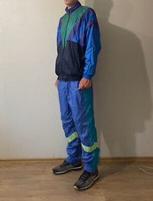 Adidas Vintage Nylon Tracksuit 80s 90s Retro Original Blue Green Men's XL