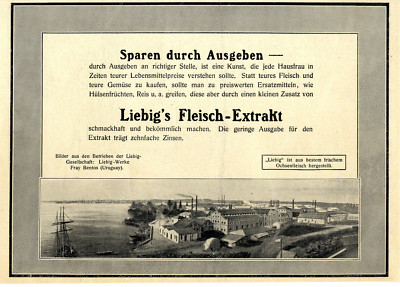 Bilder aus dem Liebig-Werken: Fray Bentos Uruguay Markenwerbung XXL von 1912