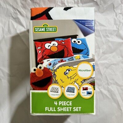 NEW Sesame Street 4-Piece Full Size Sheet Set - Elmo Cooke Monster Big Bird