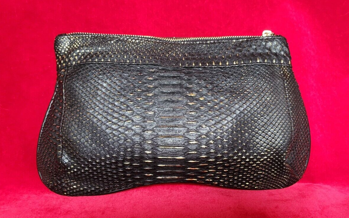 Rashedah Black & Gold Python Clutch Bag - image 2