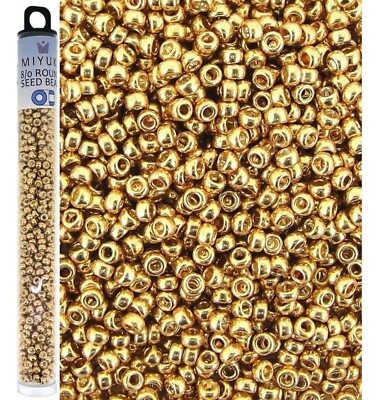 Miyuki Round Rocaille Seed Beads Size 8/0 Galvanized Gold 22GM-Tube (8-1052)