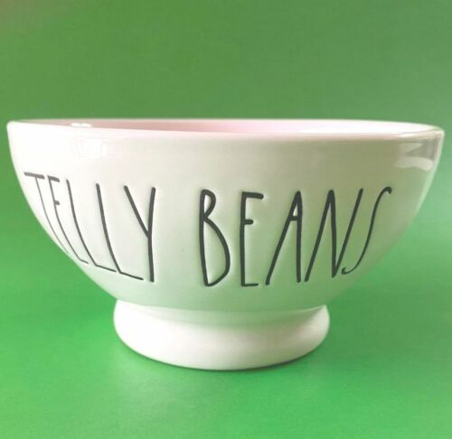 RAE DUNN White PINK JELLY BEANS Candy Cereal Ice Cream EASTER BOWL 5.5" NEW - Picture 1 of 2