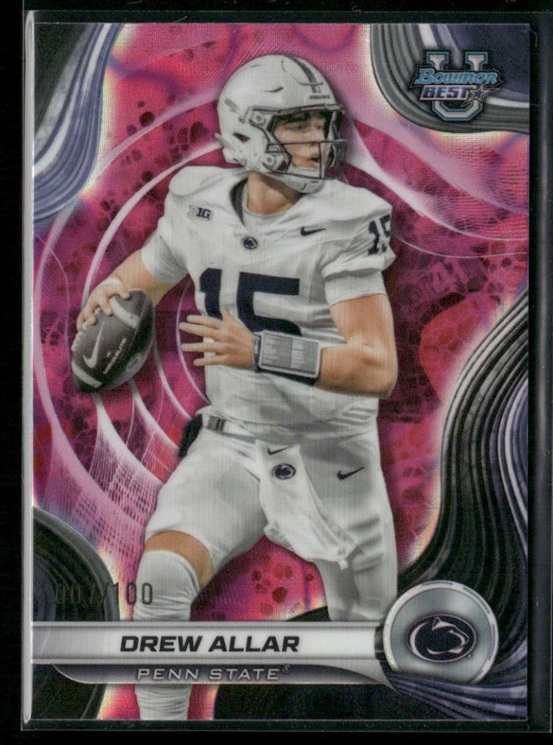 2024 Bowman Best U Football | Drew Allar Rookie RC /100 Pink Lava Refractor #4