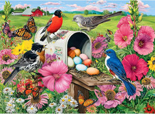 500 Piece Puzzles for Adults, Colorful Bird Garden Mailbox Jigsaw Puzzle