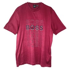 Hugo Boss Tiburt 204 T-Shirt Short Sleeve Crew Neck Cotton Burgundy Sz XL NEW