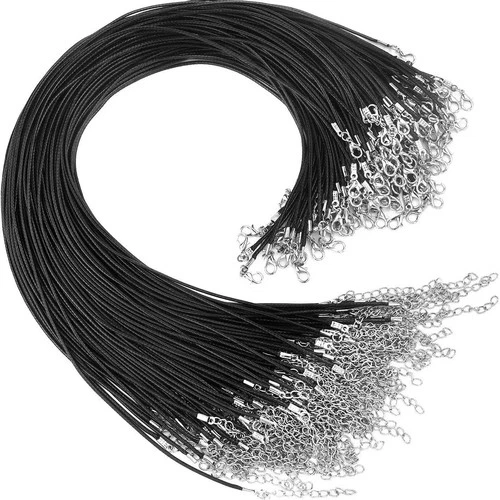 50PCS Black Waxed Necklace Cord for Jewelry Making Braided Leather Rope Chain US - product listing photo