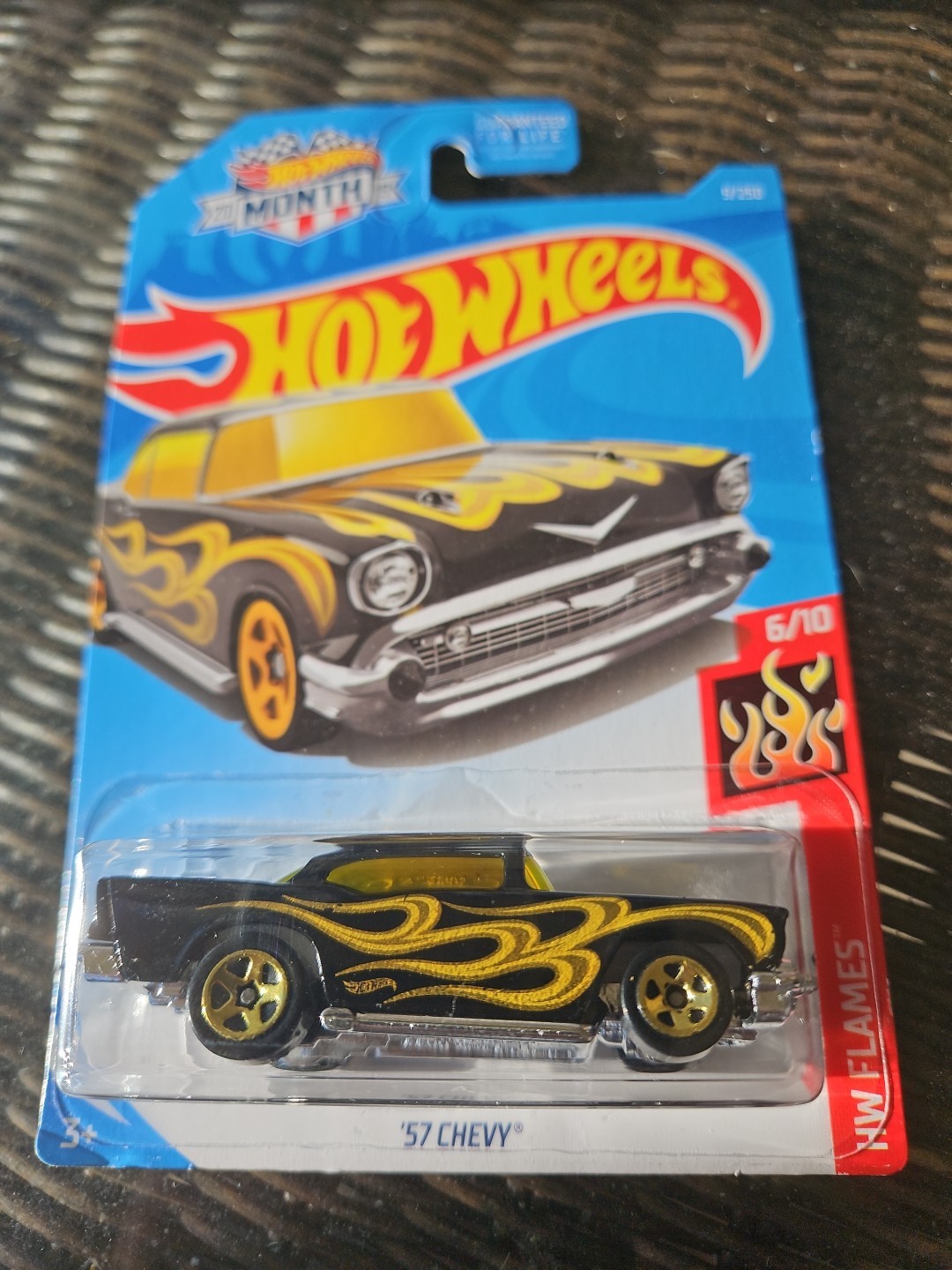 2019 Hot Wheels #9 HW Flames 9/250 - Black '57 CHEVY 6/10 - NEW Sealed