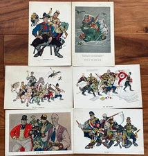 ARTHUR SZYK -1942 COMPLETE SET OF 6 POSTCARDS WWII ESKY-ESQUIRE ANTI-NAZI -RARE