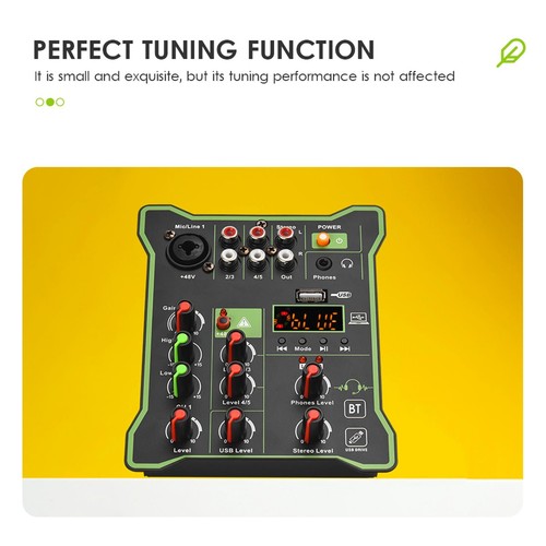 5 Channel Audio Mixer USB Interface 48V Phantom Power Reverb Bluetooth for DJ
