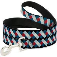 Dog Leash Diamond Plaid Blues/Khaki/Red