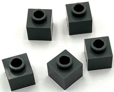 Lego 5 New Dark Bluish Gray Bricks Modified 1 x 1 x 2/3 with Open Stud Pieces