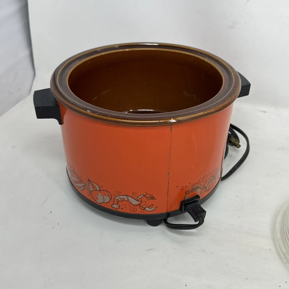 Olla de cocción lenta Rival años 70 vintage 2 cuartos 3102/2 Flaming Orange Red FUNCIONA Foto 3 de 4