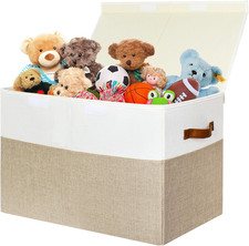 Toy Bin with Lid, 25"X13"X16" Large Toy Box Chest Organizer Basket with Divider