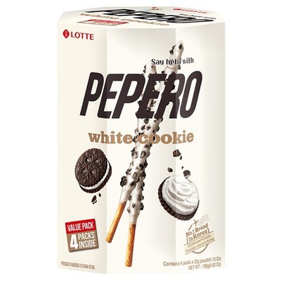 3×( LOTTE PEPERO) White cookies Crunchy bars 128g each