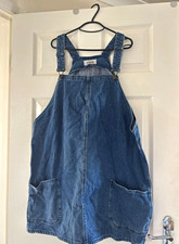 New Look Blue Denim Pinafore/Dungaree Dress UK 18 Knee Length Pockets