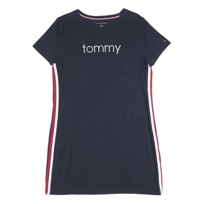 Tommy Hilfiger Damen Navy Blau Day Jersey Uni Kurzarm Mini M Freizeit