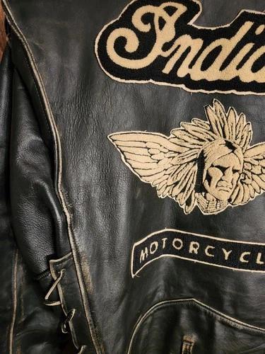 Vintage Indian Motorcycle Iron Horse Distressed Leather Jacket XXL Made In USA image 7