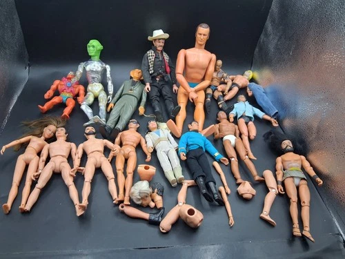 Vintage 1960s-1980s Lot Of 18 Action Figures Mego, Mattel,  Spock Bo & Luke Duke