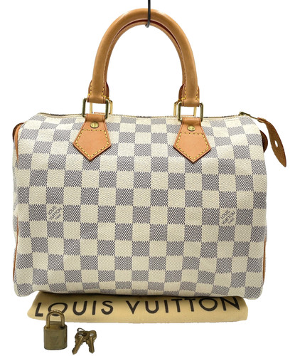 Auth Louis Vuitton Damier Azur Speedy 25 N41534 Hand Bag W/D/Lock/Key OFF050020