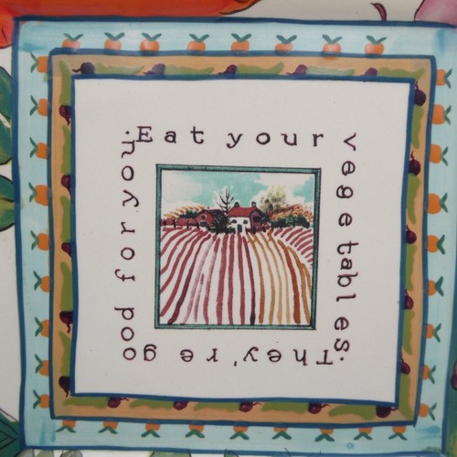 Blue Sky Eat Your Vegetables Decorative Square Plate 18 Carrots Laura Kelly - Picture 2 of 11