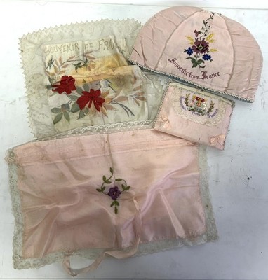 WWI Great War Souvenir Silks From France, Four Pieces