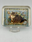 Heavy Glass Paperweight  with Gold Foiled Embossed  Art Cat & Flowers — photo 1