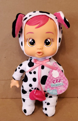New Cry Babies Tiny Cuddles DOTTY Dalmatian Puppy Plush Baby Doll Dog IMPERFECT