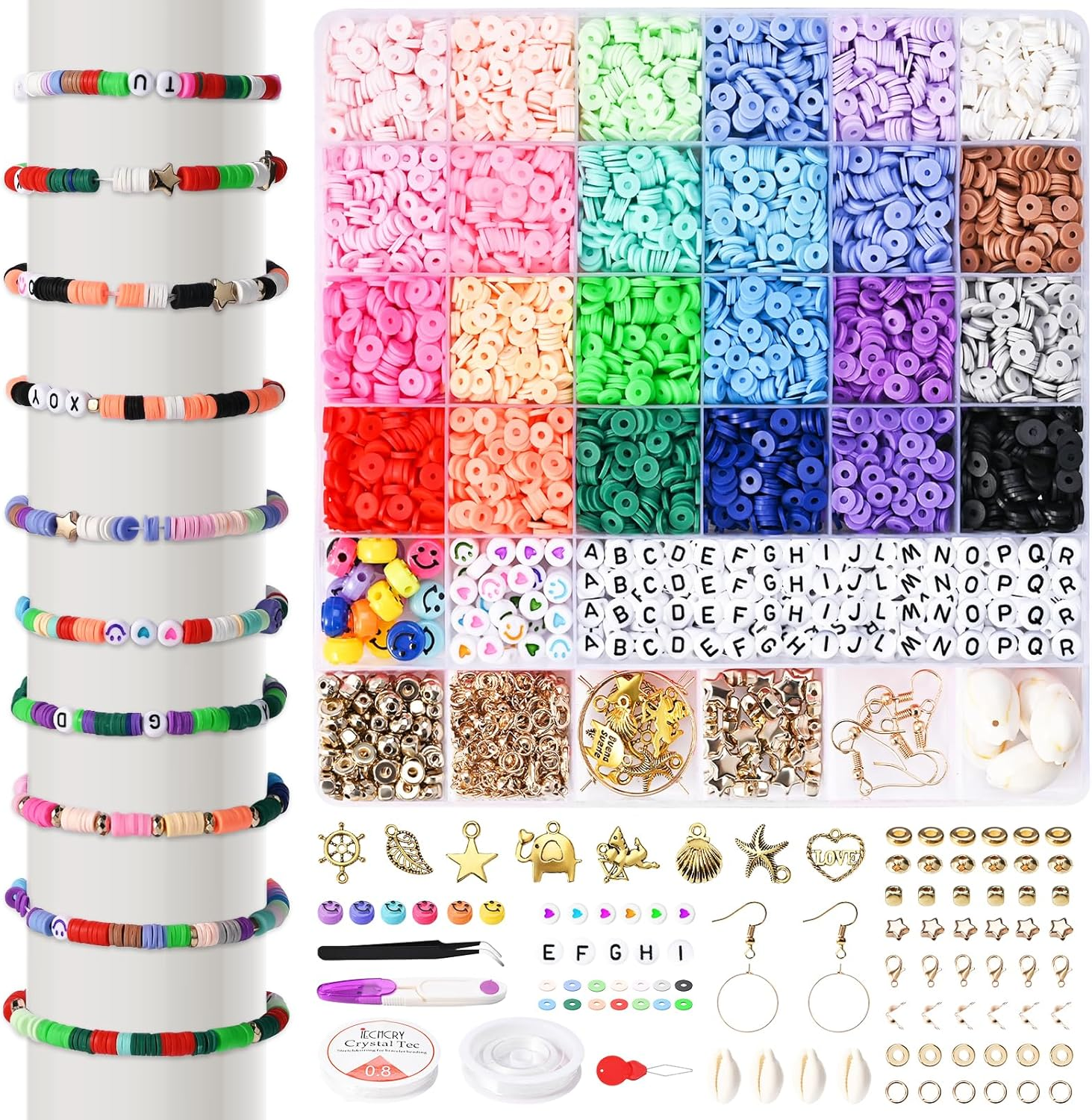 6150 Pcs 24-Color 6mm Polymer Clay Beads for DIY Friendship Bracelets