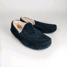 UGG Men's Ascot Slippers Indoor Outdoor Black Suede Slip On Shoes Sherpa 10