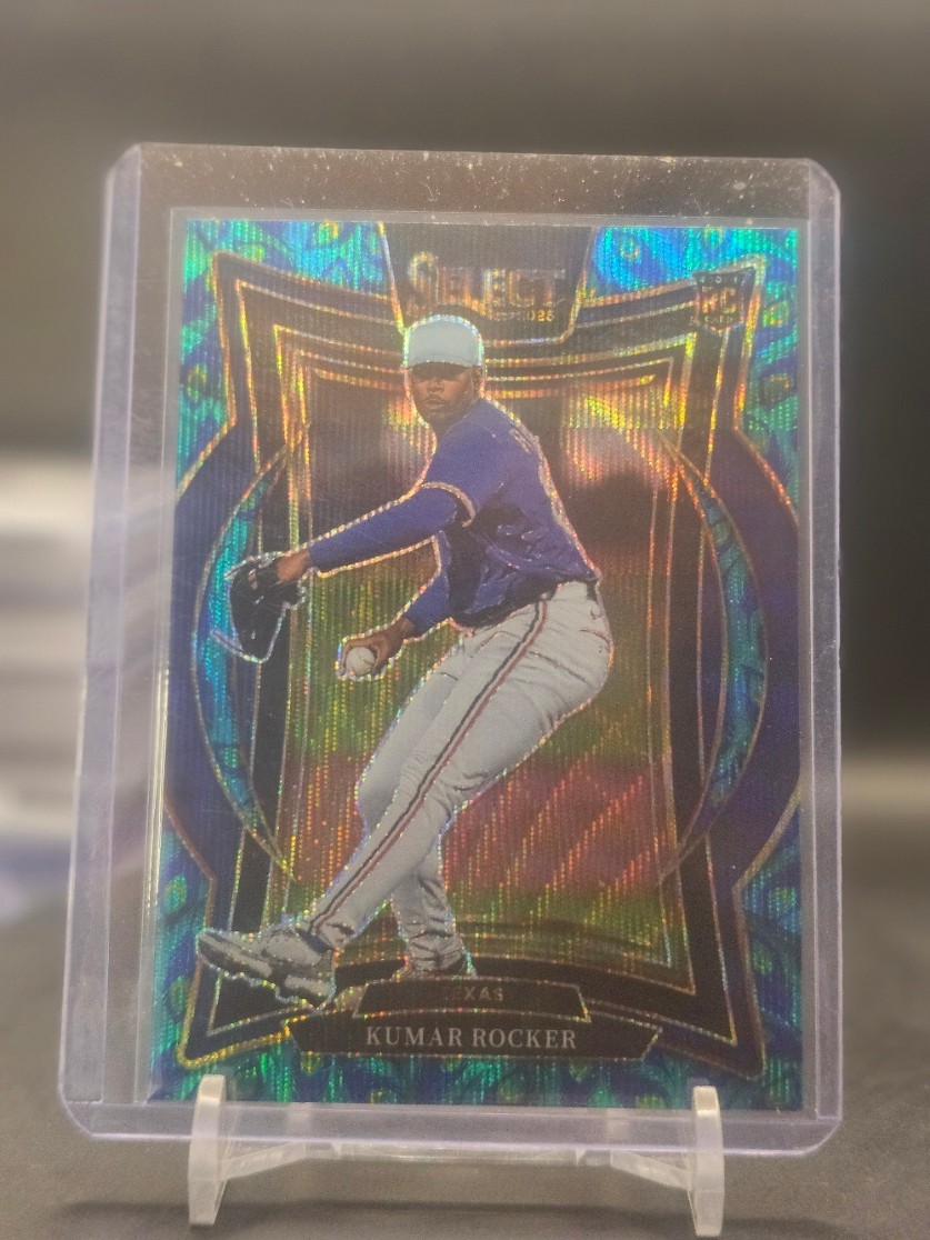 2025 Panini Select KUMAR ROCKER RC PEACOCK Prizm TEXAS RANGERS CASE HIT SSP