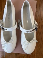 Brand New In Box Miu Miu Ballerina Flats White Size 37