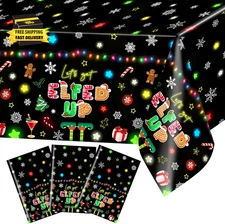 3 Pcs Christmas Tablecloth Disposable Let'S Get Elfed up Table Cloth 108X54 Inch