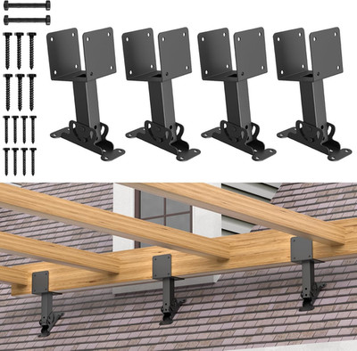 4X4 Heavy Duty Roof Riser Brackets Kit,Adjustable Angle Pergola Brackets,Black M